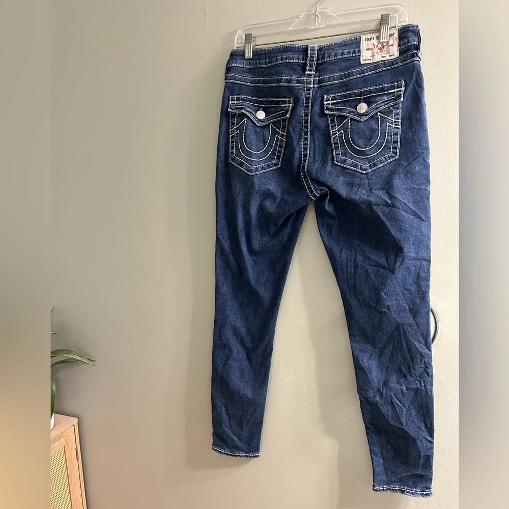 True religion Jennie Big T Mid Rise Curvy Skinny Jean flap pockets Y2K - Picture 14 of 15